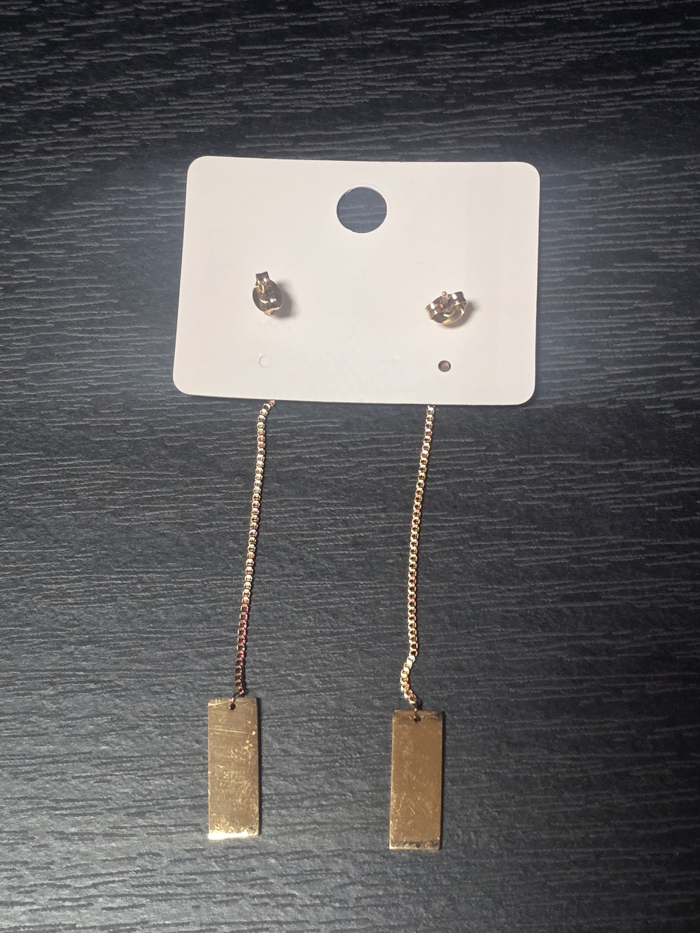 Gold Tone Logo Drop Earrings..NWT - Picture 2 of 2